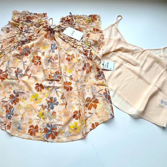 NWT Joie Silk top “Tezza” in apricot with flower prints size 2X - Picture 10 of 11